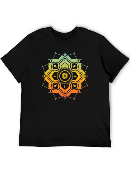 Camiseta Negra Mandala Degradada Hombre