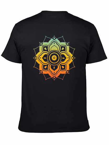Camiseta Negra Mandala Degradada Hombre