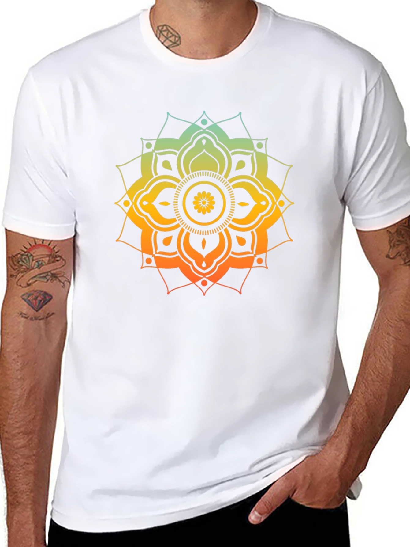 Camiseta Negra Mandala Degradada Hombre