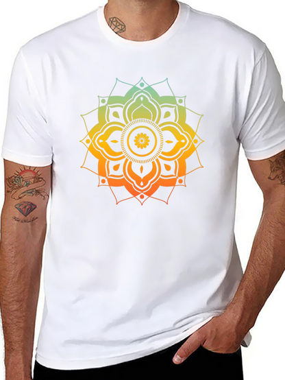 Camiseta Negra Mandala Degradada Hombre