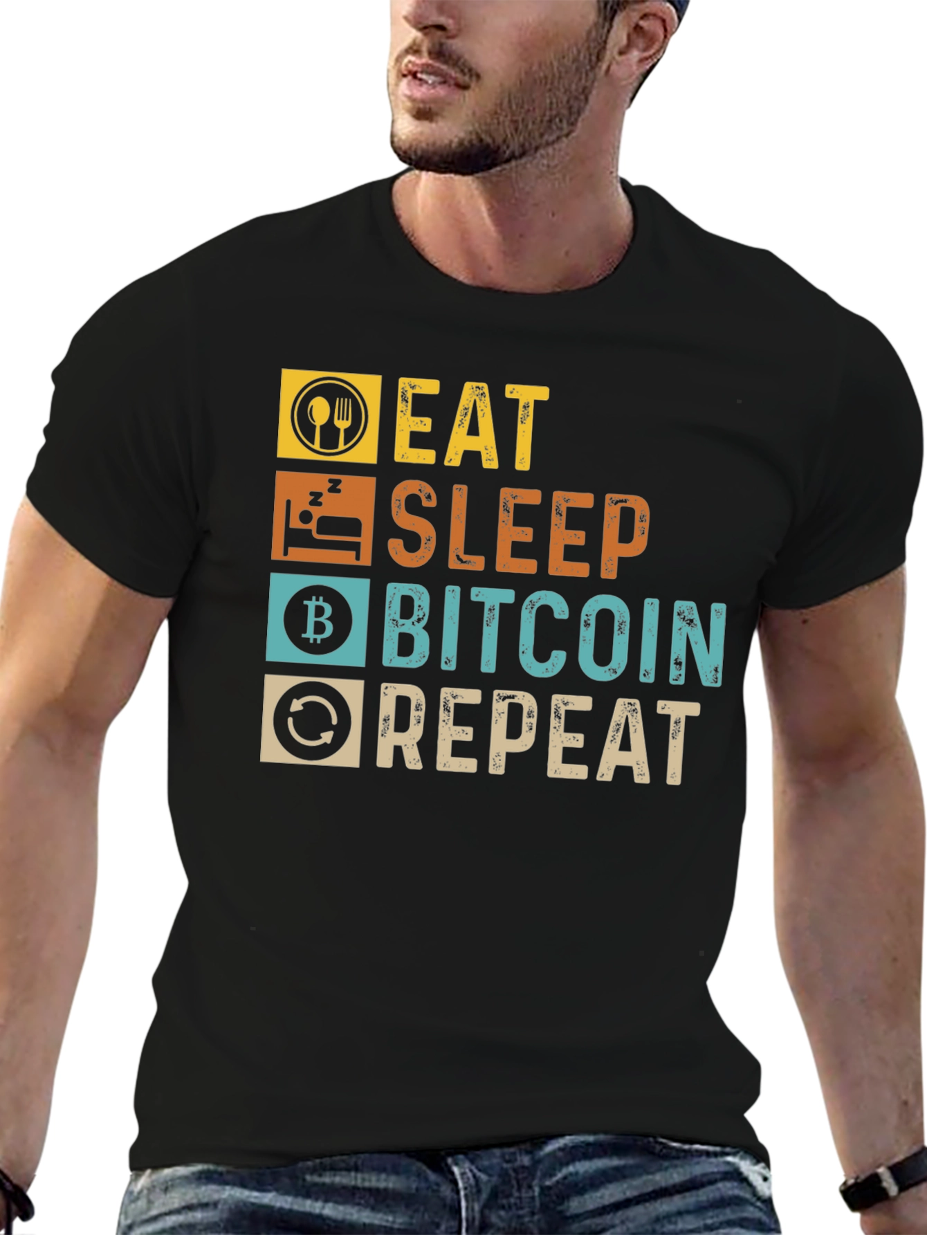 Camiseta Bitcoin: Come Duerme Invierte Repite