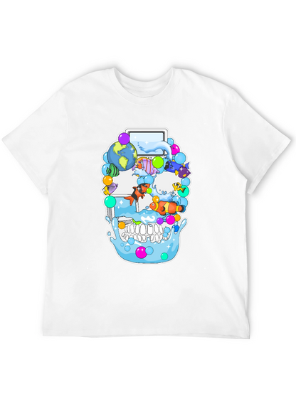 Camiseta Negra Estampado Cráneo Marino Divertido