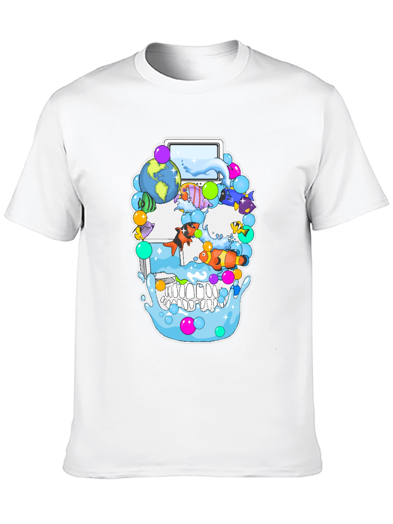 Camiseta Negra Estampado Cráneo Marino Divertido