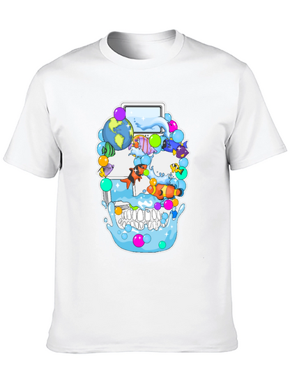 Camiseta Negra Estampado Cráneo Marino Divertido