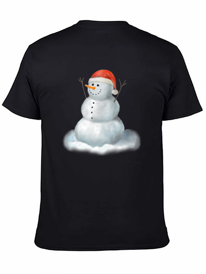 Camiseta Negra con Diseño de Muñeco de Nieve Navideño