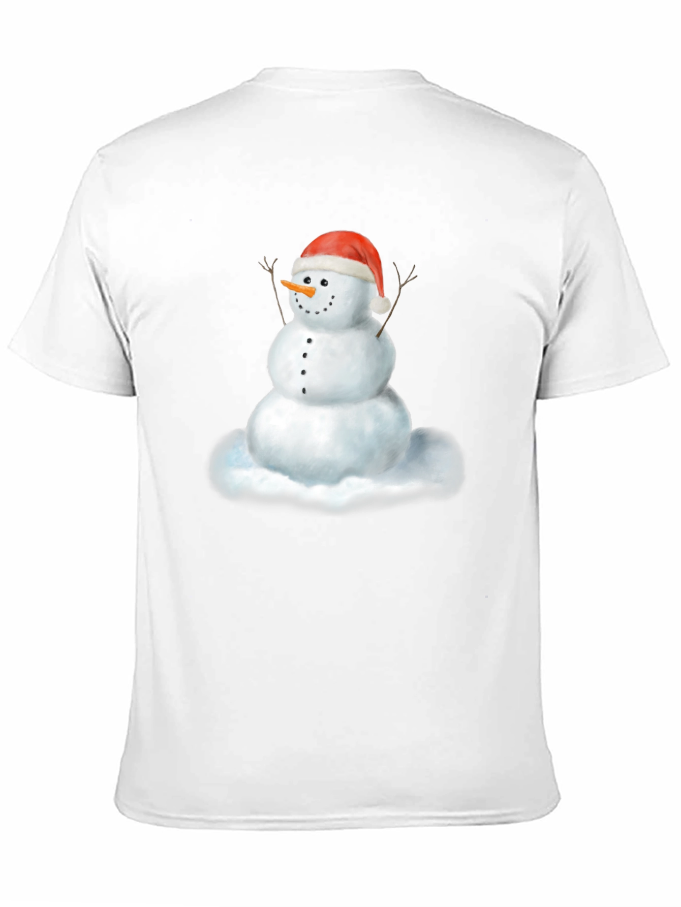 Camiseta Negra con Diseño de Muñeco de Nieve Navideño