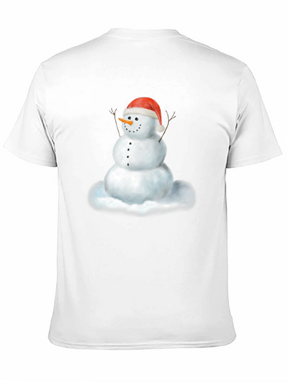 Camiseta Negra con Diseño de Muñeco de Nieve Navideño
