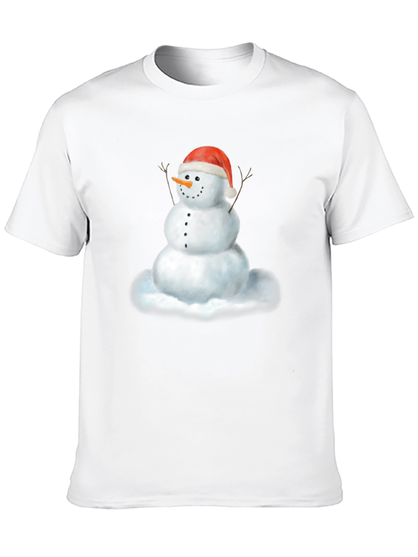 Camiseta Negra con Diseño de Muñeco de Nieve Navideño