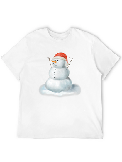 Camiseta Negra con Diseño de Muñeco de Nieve Navideño