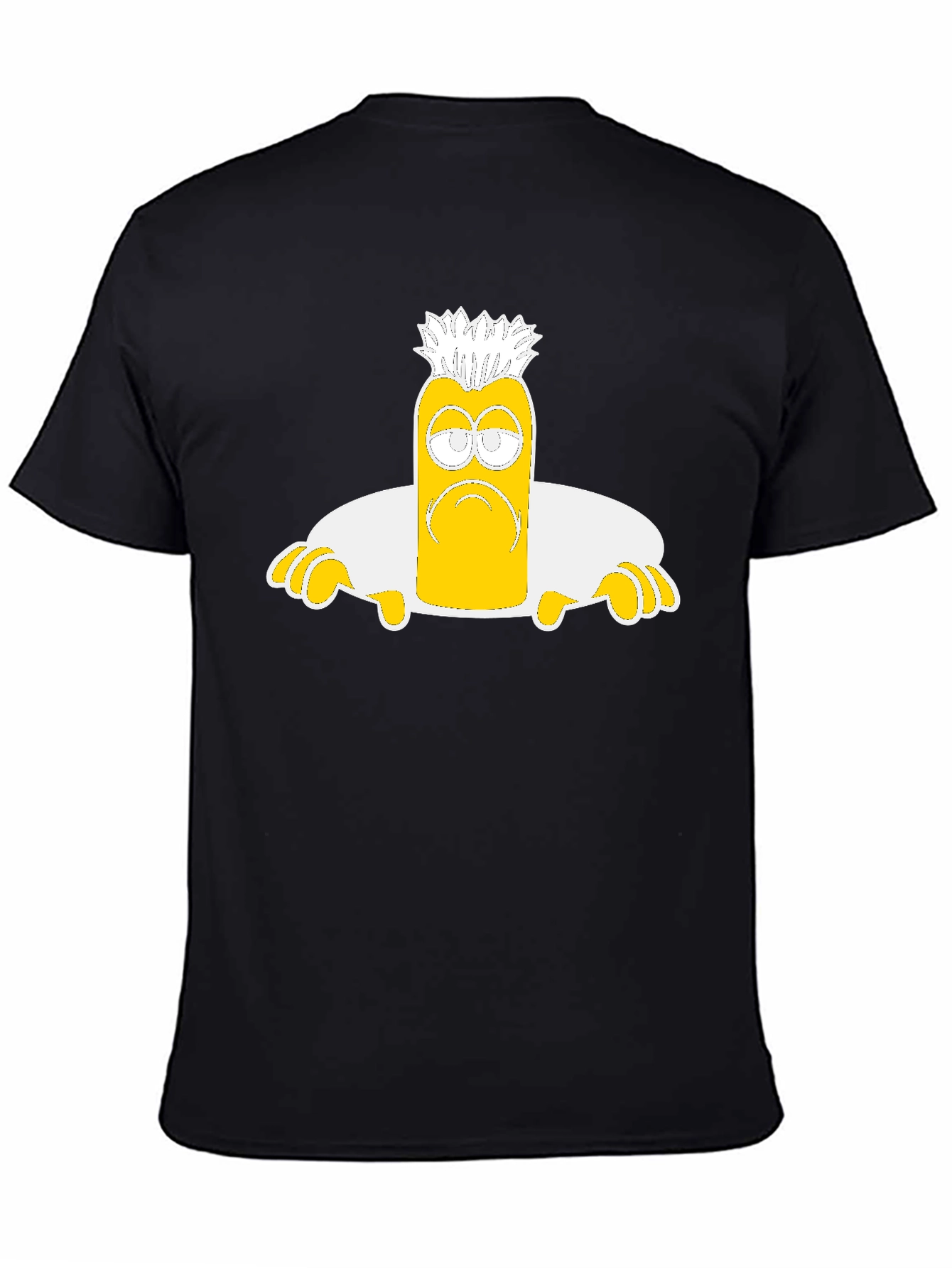 Camiseta Negra con Diseño de Personaje Amarilla Triste