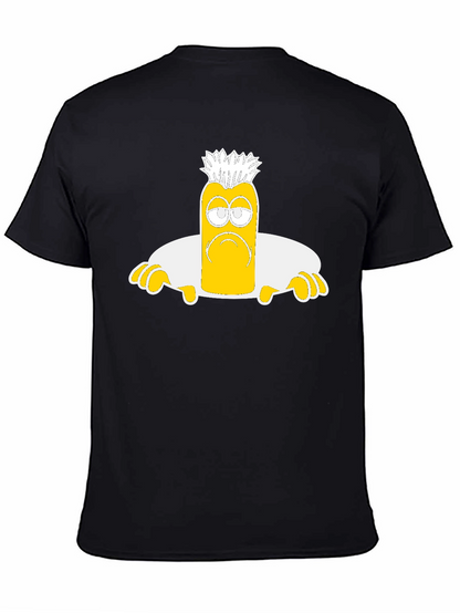 Camiseta Negra con Diseño de Personaje Amarilla Triste