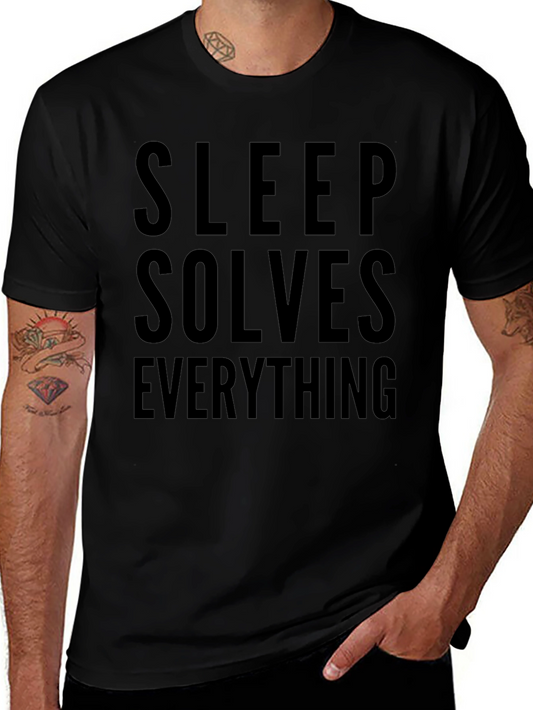 Camiseta Negra con Lema Dormir Lo Soluciona Todo