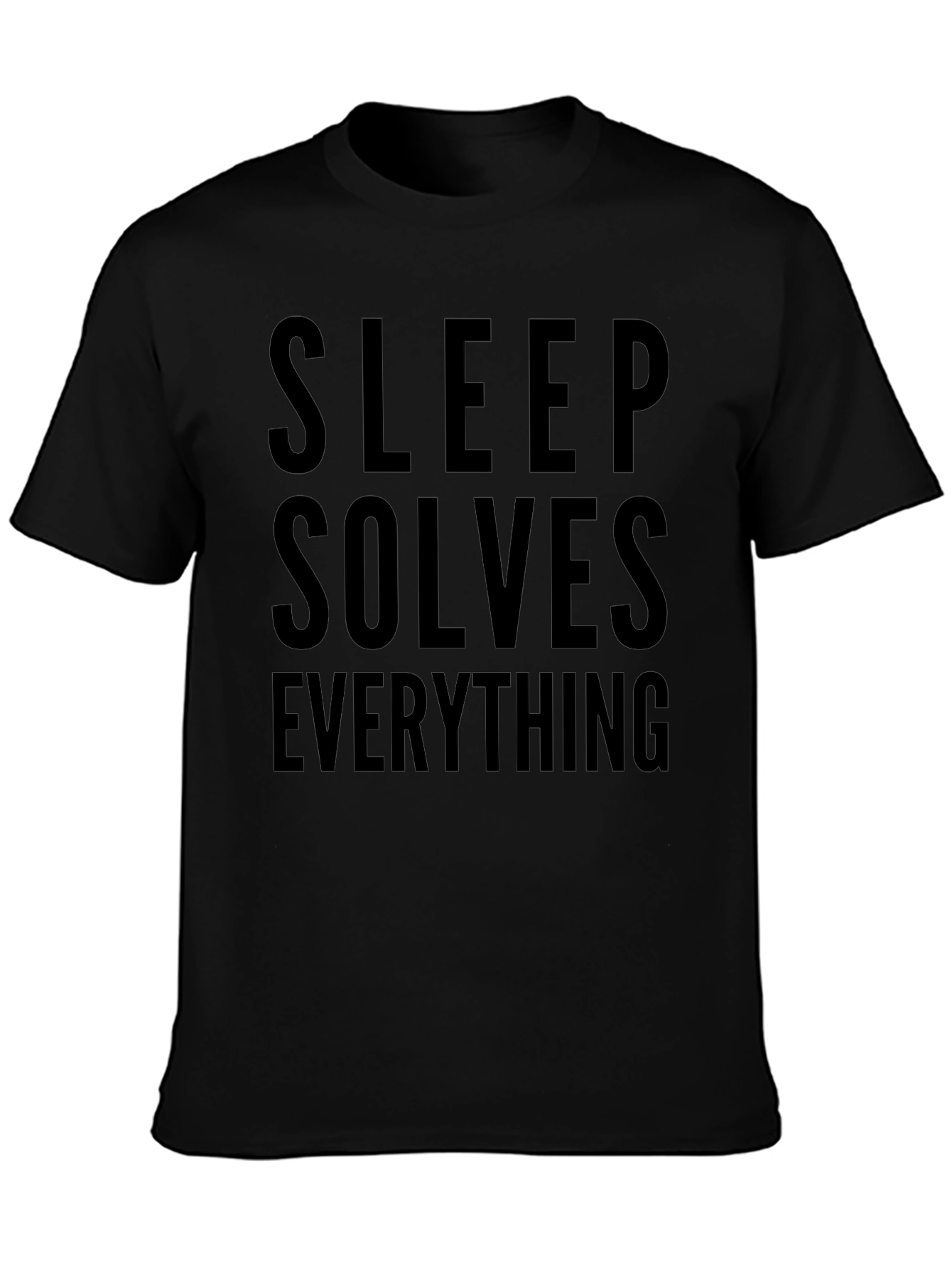 Camiseta Negra con Lema Dormir Lo Soluciona Todo