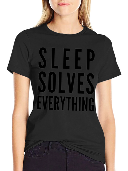 Camiseta Negra con Lema Dormir Lo Soluciona Todo