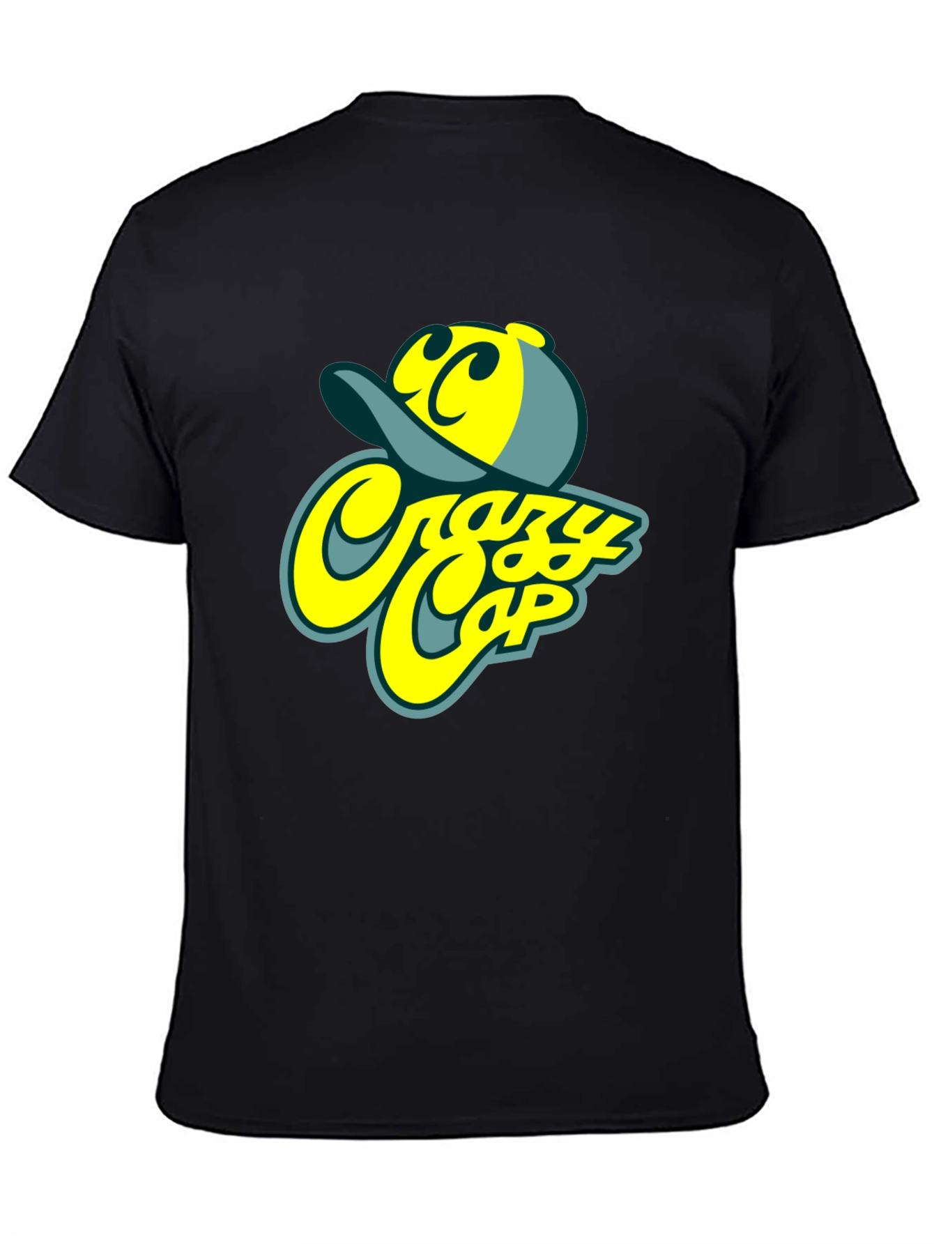 Camiseta Negra Estampada Crazy Cap