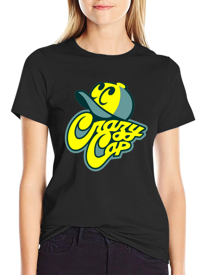 Camiseta Negra Estampada Crazy Cap