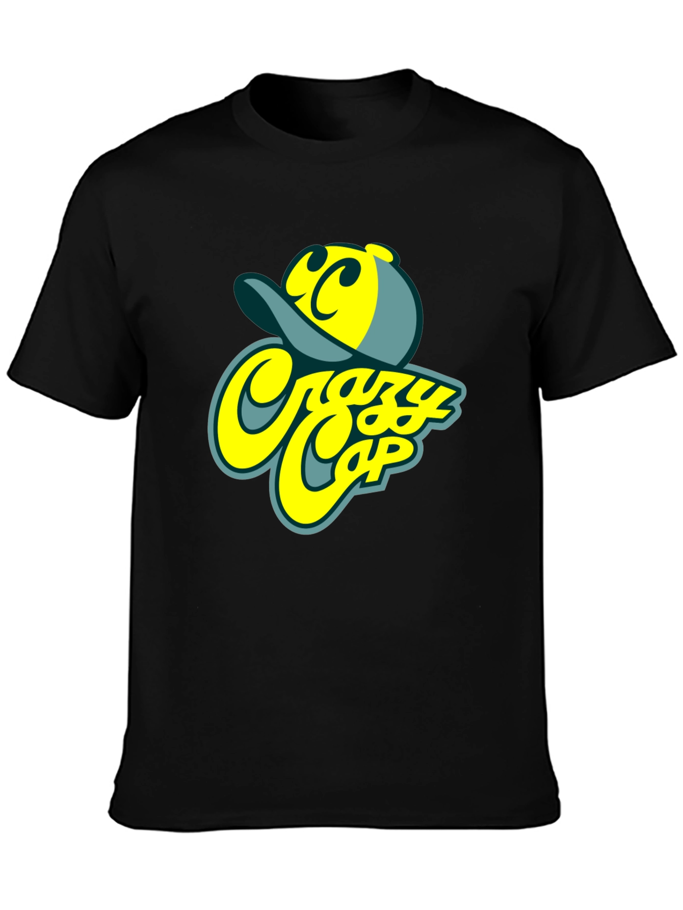 Camiseta Negra Estampada Crazy Cap