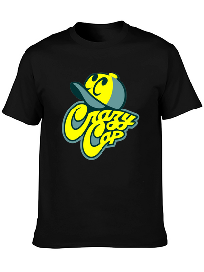 Camiseta Negra Estampada Crazy Cap