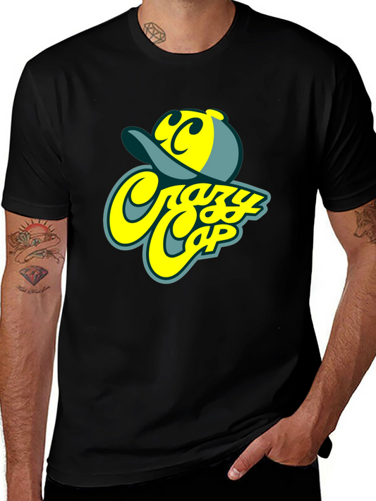 Camiseta Negra Estampada Crazy Cap