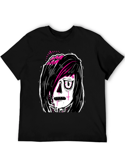 Camiseta Negra con Estampado Gótico y Moderno