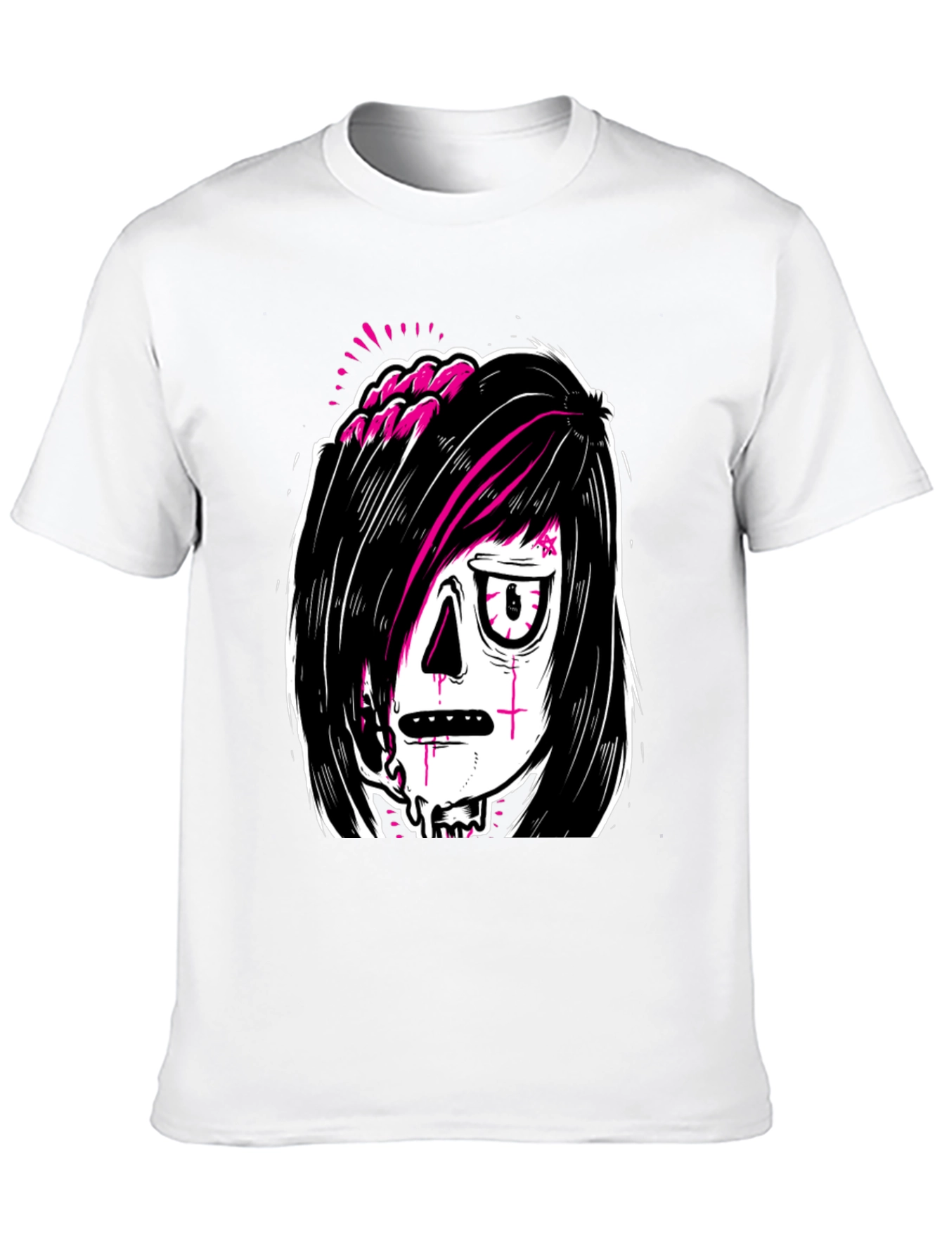 Camiseta Negra con Estampado Gótico y Moderno