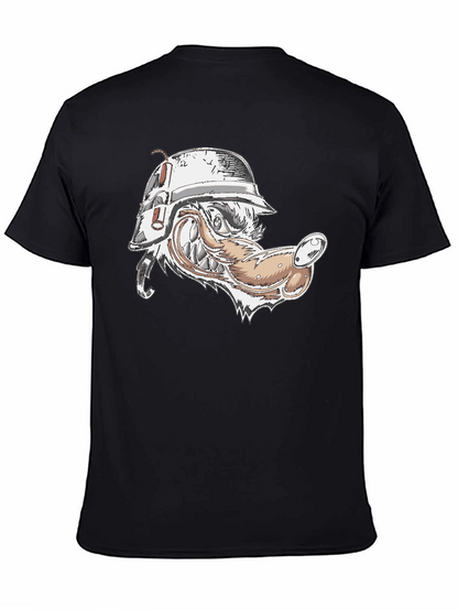 Camiseta Negra Lobo Militar Diseño Único