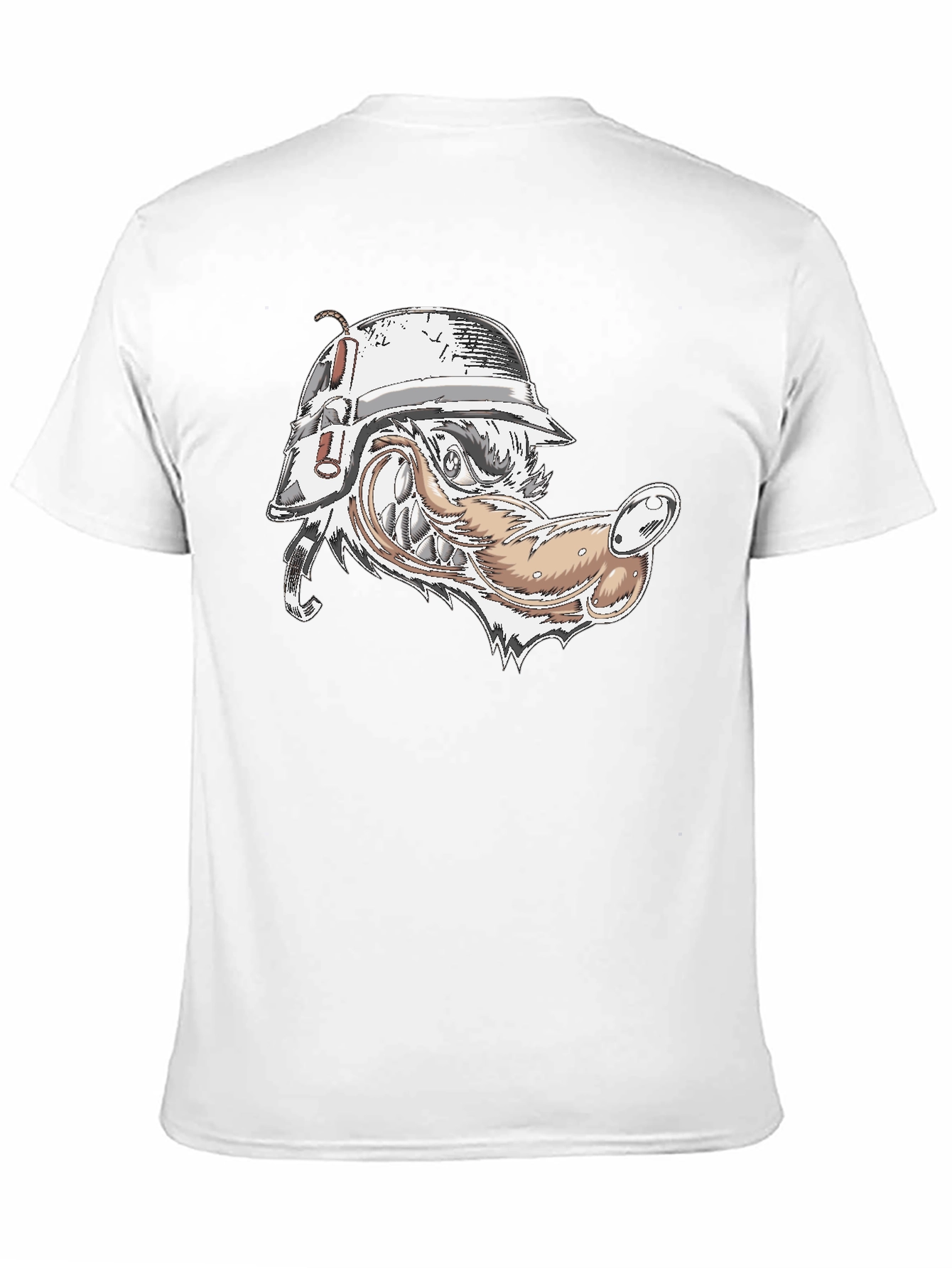 Camiseta Negra Lobo Militar Diseño Único