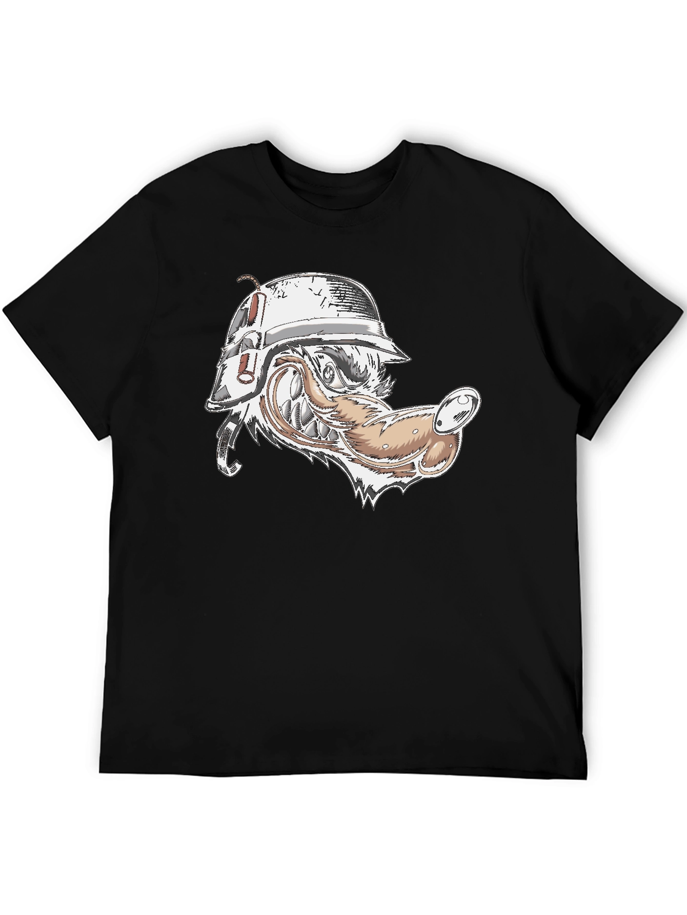 Camiseta Negra Lobo Militar Diseño Único