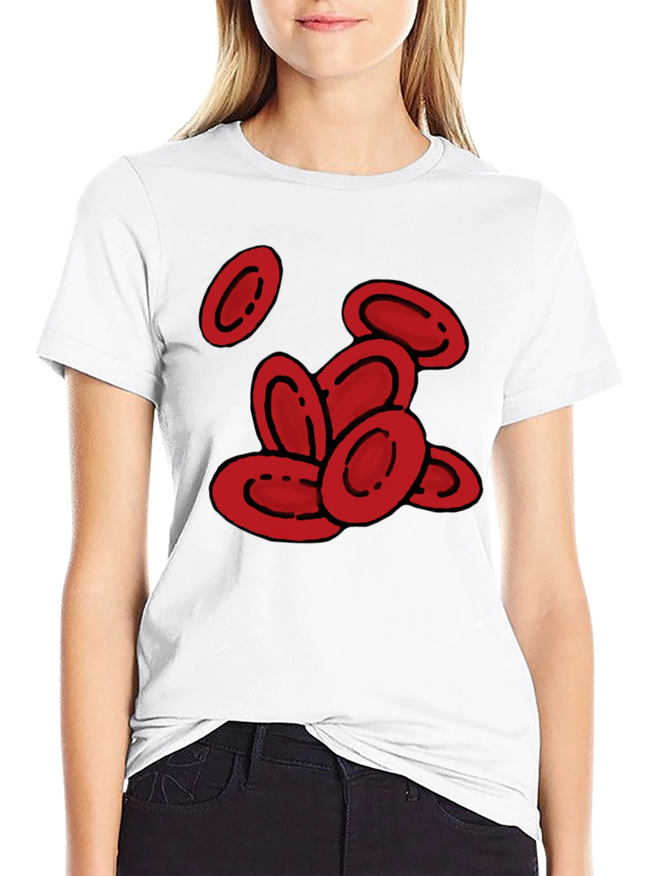 Camiseta Negra con Diseño de Glóbulos Rojos