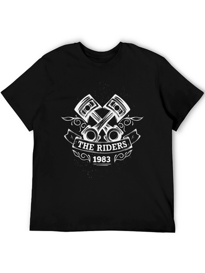 Camiseta Negra The Riders 1983 con Diseño de Pistones