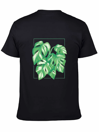 Camiseta Negra con Diseño de Monstera Tropical