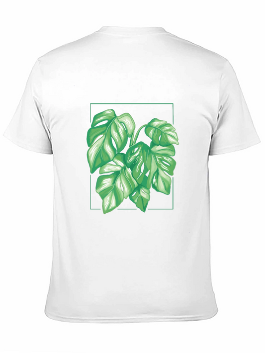 Camiseta Negra con Diseño de Monstera Tropical