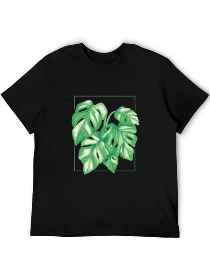 Camiseta Negra con Diseño de Monstera Tropical