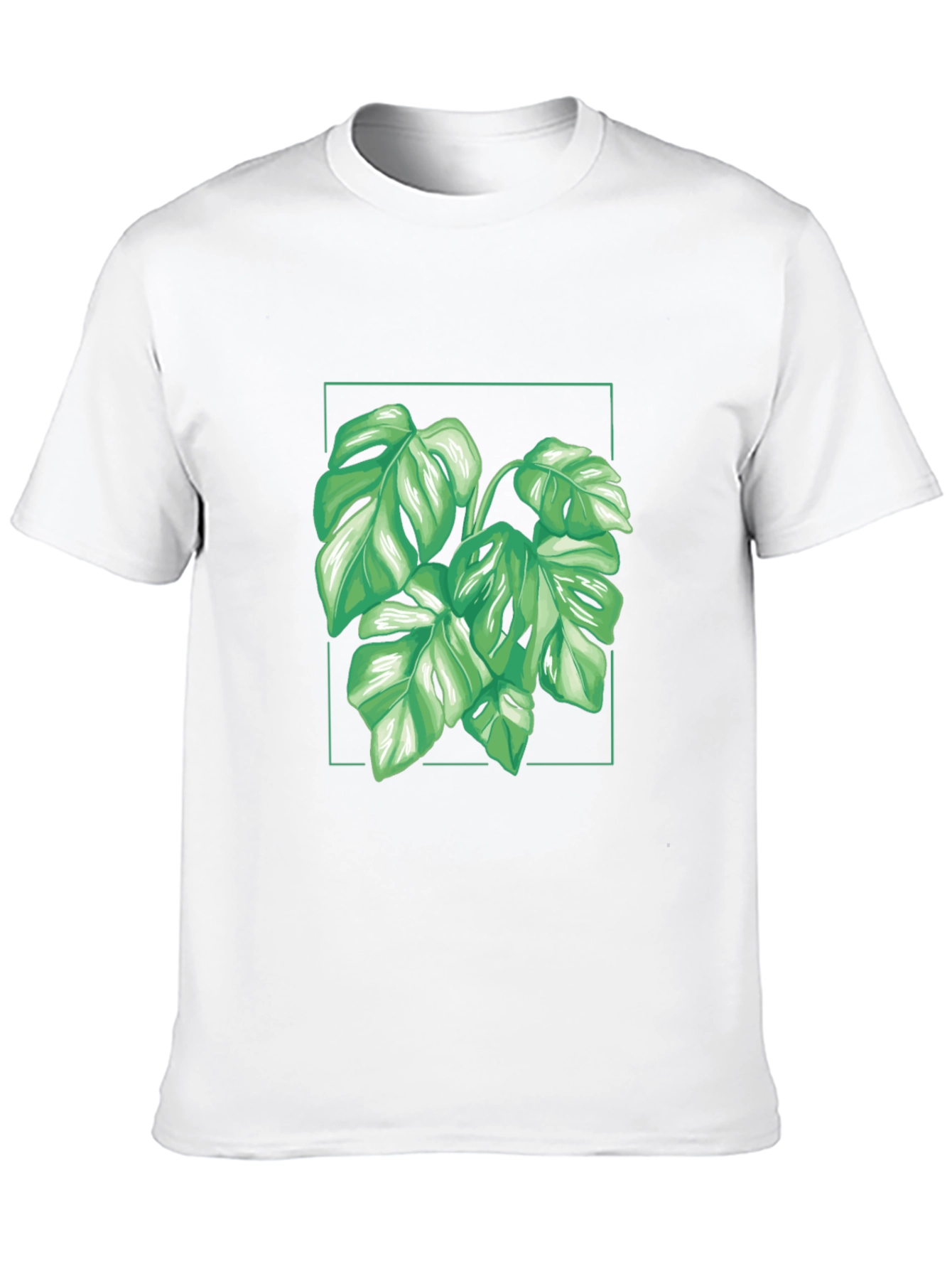 Camiseta Negra con Diseño de Monstera Tropical