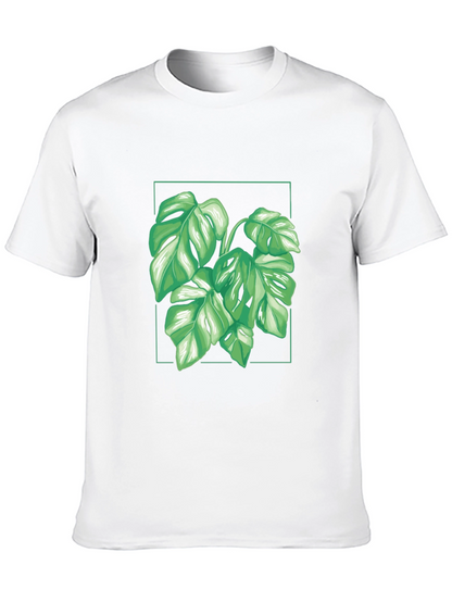 Camiseta Negra con Diseño de Monstera Tropical