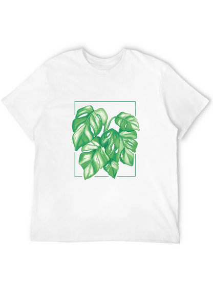 Camiseta Negra con Diseño de Monstera Tropical