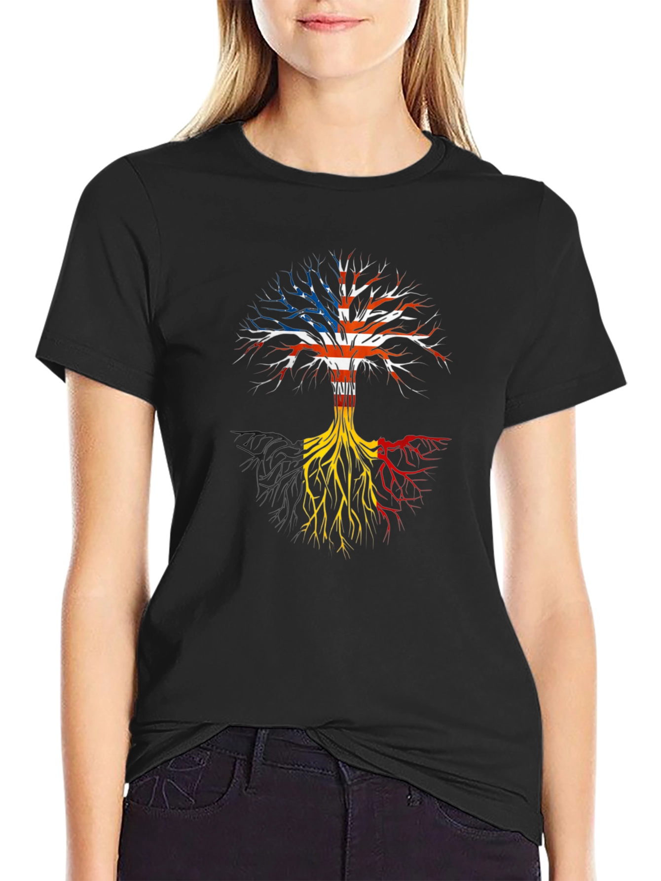 Camiseta Hombre Diseño Árbol Raíces USA Bélgica