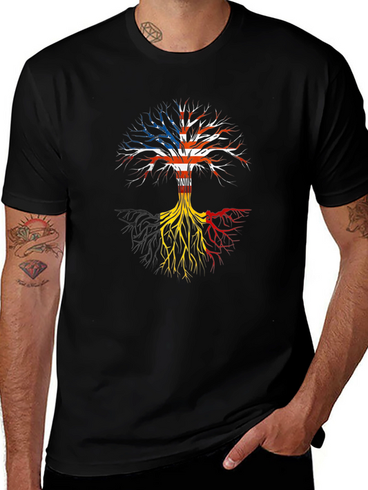 Camiseta Hombre Diseño Árbol Raíces USA Bélgica