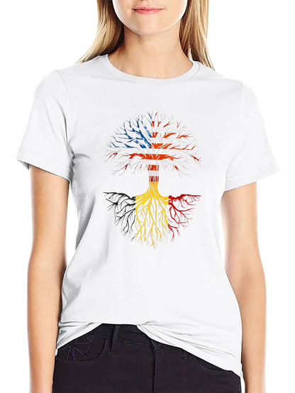 Camiseta Hombre Diseño Árbol Raíces USA Bélgica