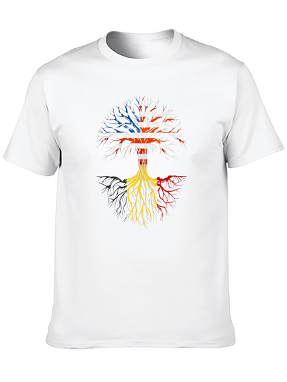 Camiseta Hombre Diseño Árbol Raíces USA Bélgica