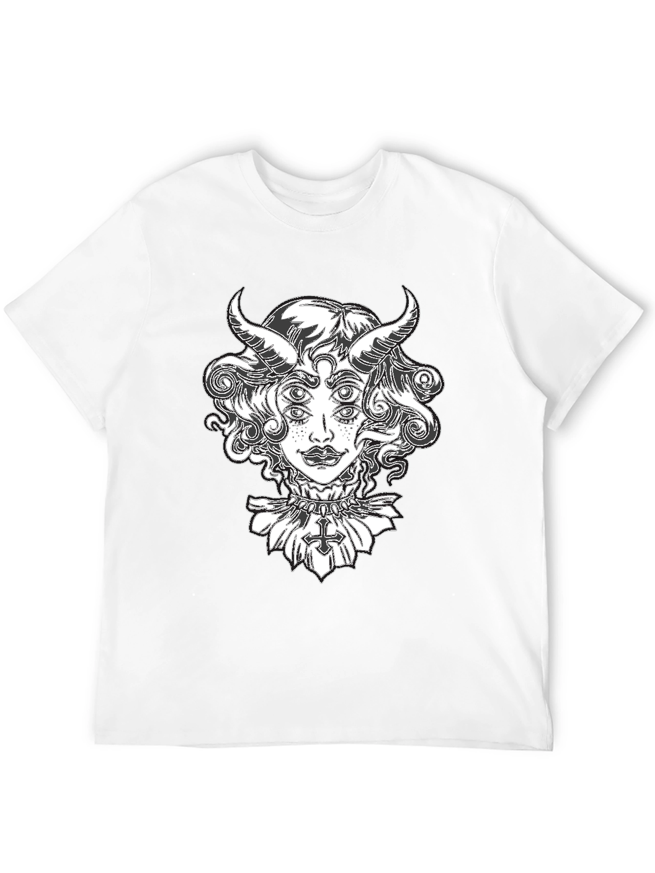Camiseta Negra con Diseño Gráfico de Diablo