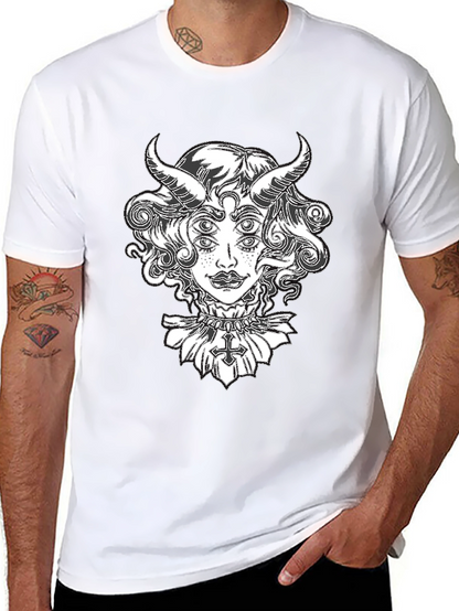 Camiseta Negra con Diseño Gráfico de Diablo