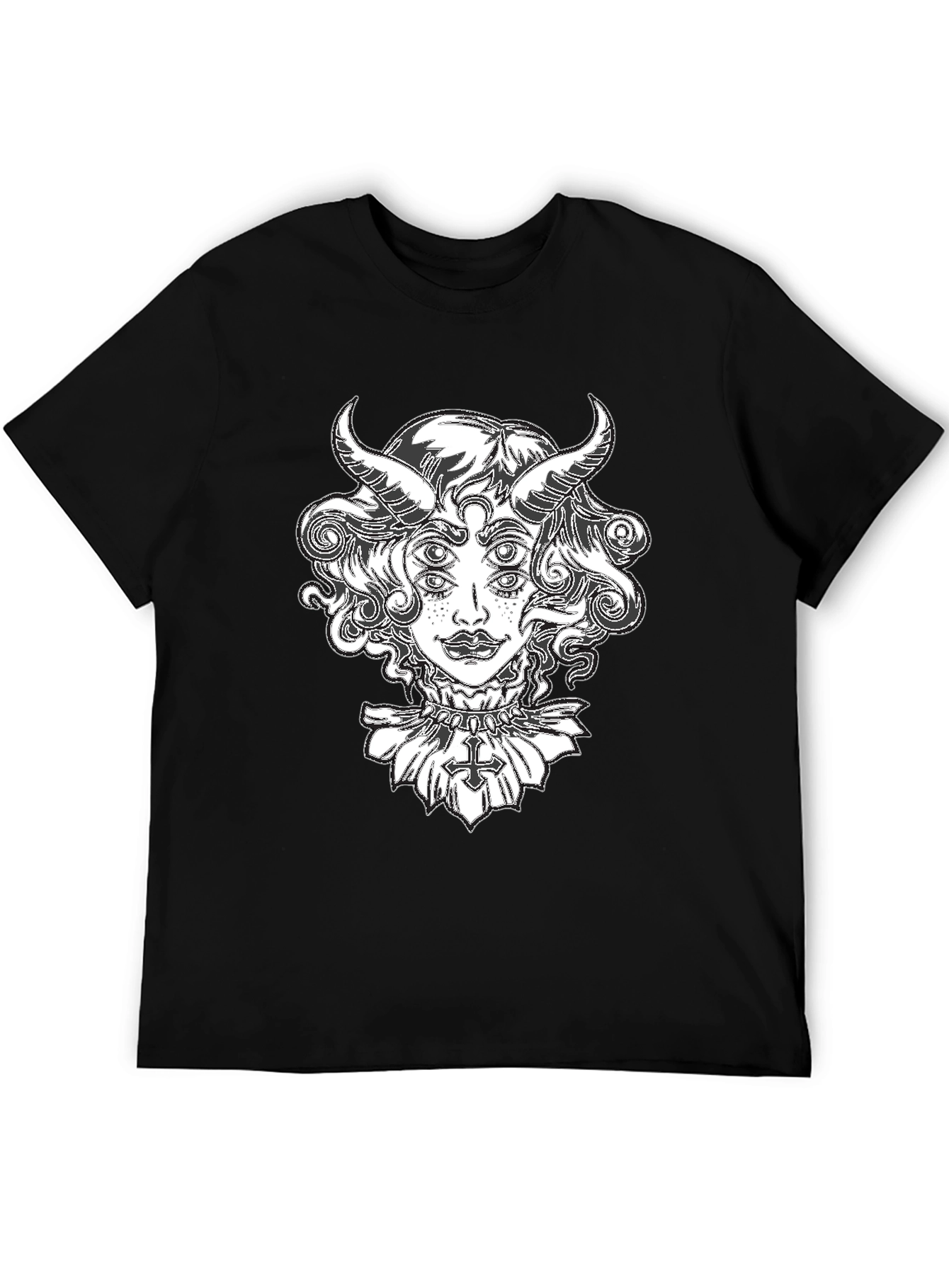 Camiseta Negra con Diseño Gráfico de Diablo