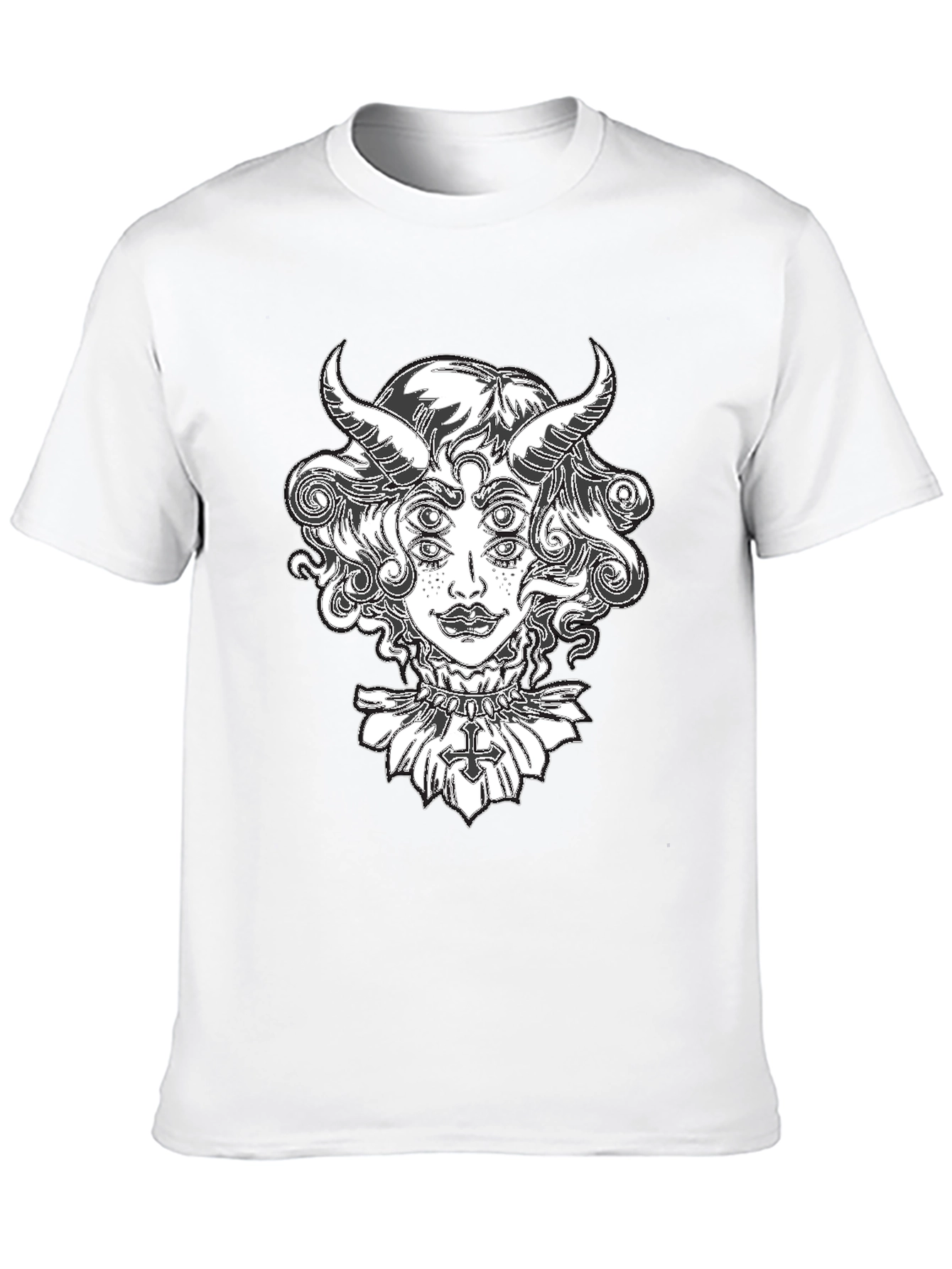 Camiseta Negra con Diseño Gráfico de Diablo