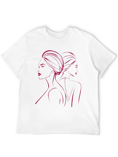 Camiseta Negra con Diseño de Siluetas Femeninas