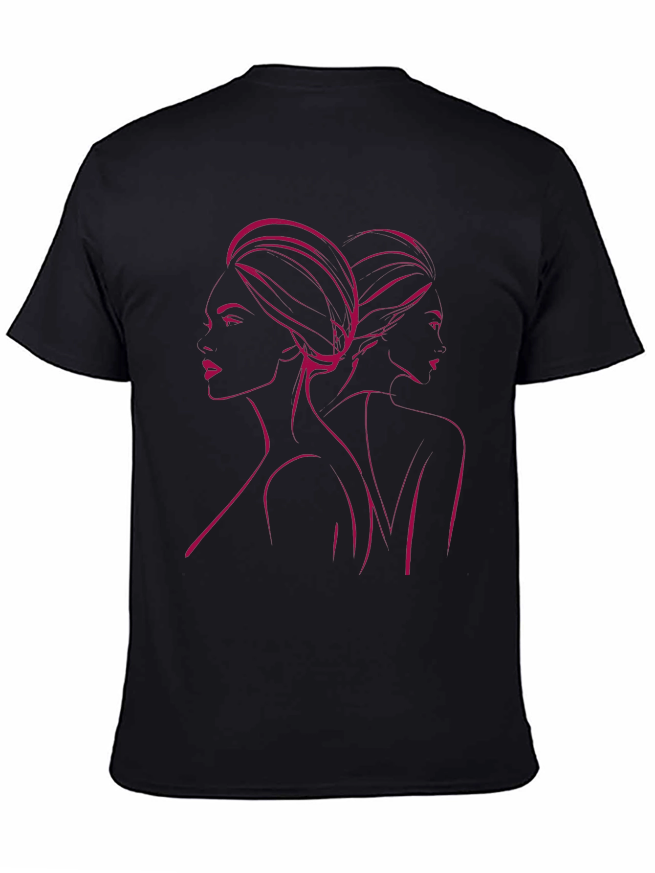 Camiseta Negra con Diseño de Siluetas Femeninas