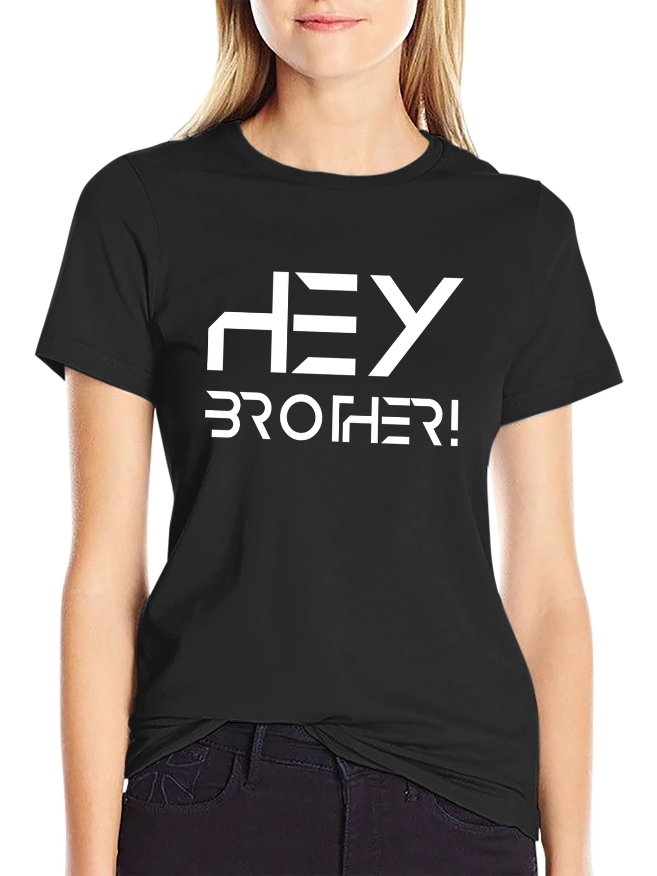 Camiseta Negra con Estampa Hey Brother!