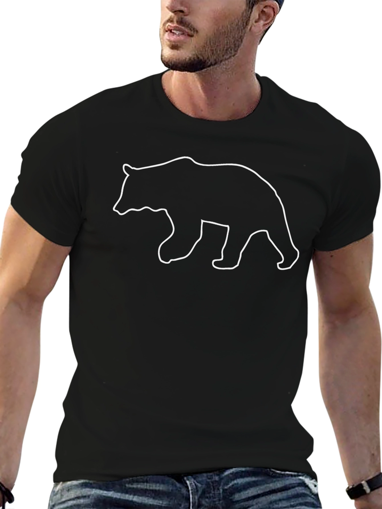 Camiseta Negra con Diseño de Oso