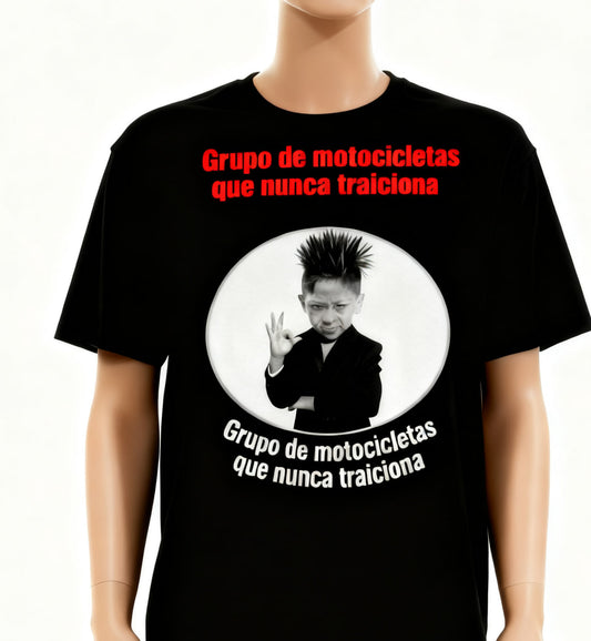 Camiseta “Grupo de Motocicletas Que Nunca Traiciona” Punk Niño