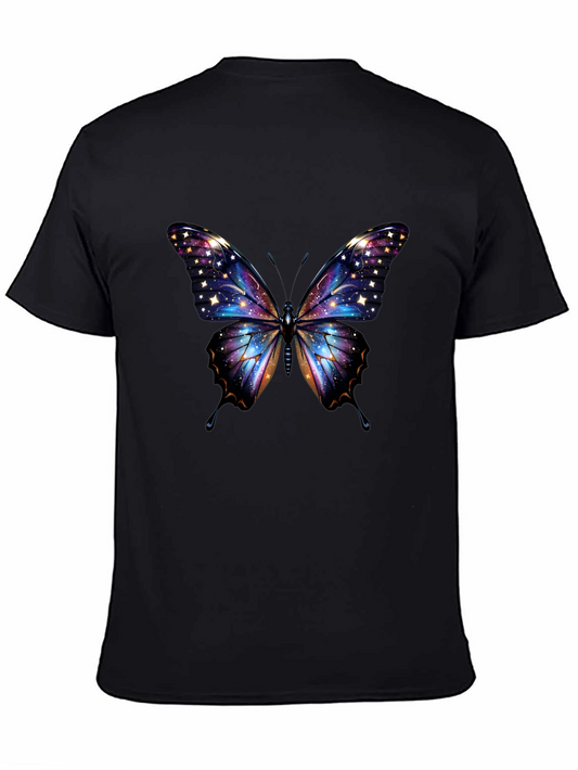 Camiseta Negra con Mariposa Cósmica